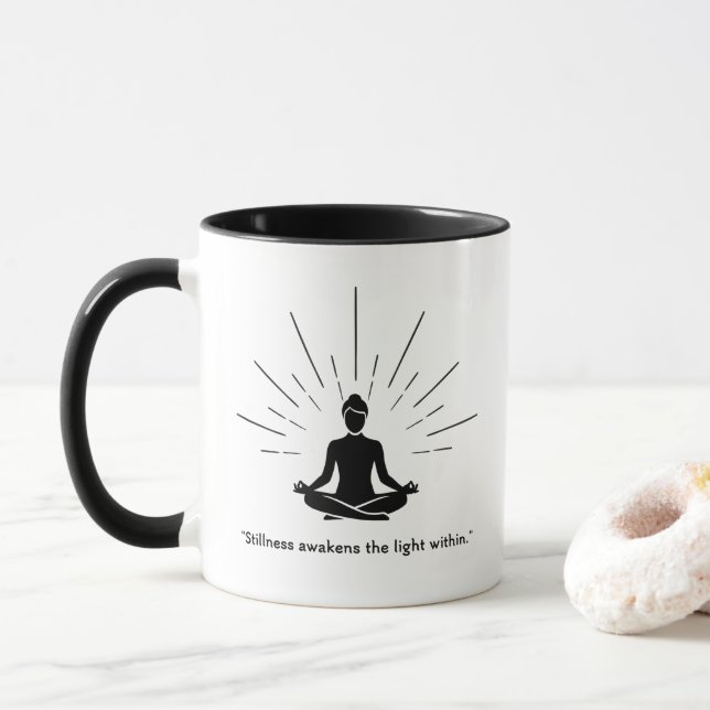 Strålande meditationssilhuett mugg (Med munk)