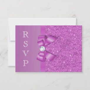 Strålande orkidépaljetter, rosett och diamant RSVP OSA Kort