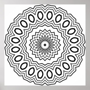 Strålande oval mandala-färgsidesmönster konst poster