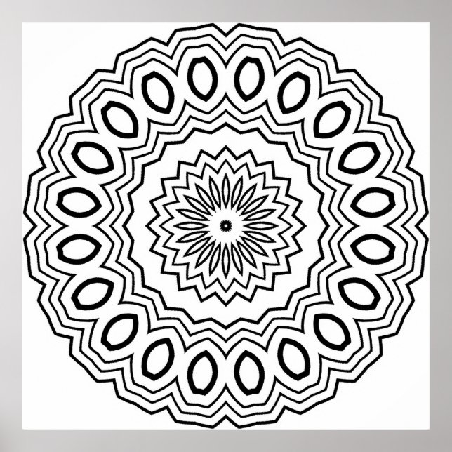 Strålande oval mandala-färgsidesmönster konst poster (Framsidan)