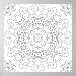 Strålande pil stjärna mandala målarbild konst poster