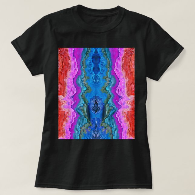 "Strålande Reflektion" Färgrik Abstrakt Konst  T Shirt (Design framsida)
