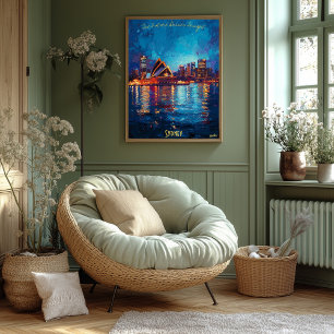 Strålande reflektioner av Sydney - Ikonisk siluett Poster