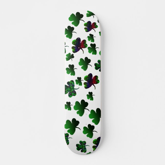 Strålande regnbågsshamrock mini skateboard bräda 18,5 cm (Framsida)