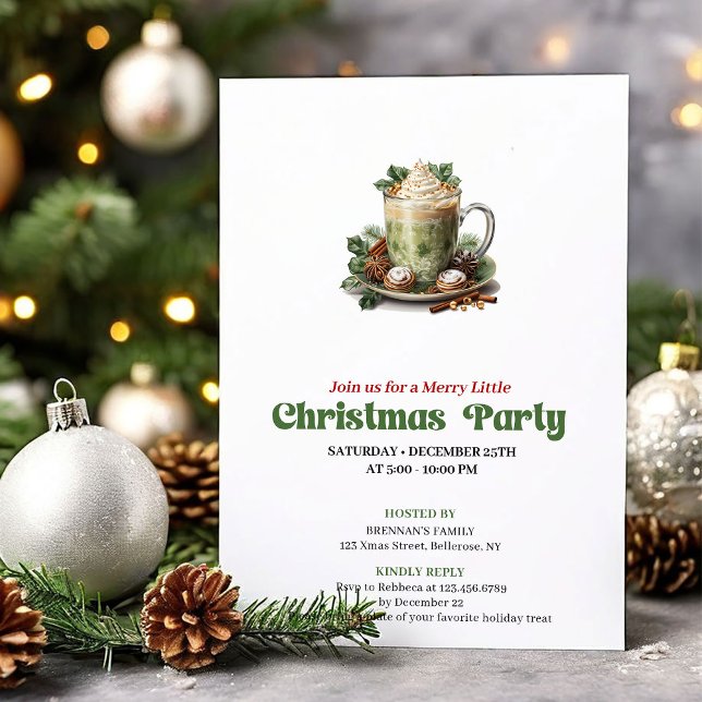 Strålande retro julfest inbjudan sent kaffe firand (Radiant retro Christmas angel party invitation

)