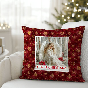 Strålande röd och guld ängel vintage jul  kudde