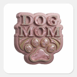 Strålande rosa DOG MOM-dekal grafik Fyrkantigt Klistermärke
