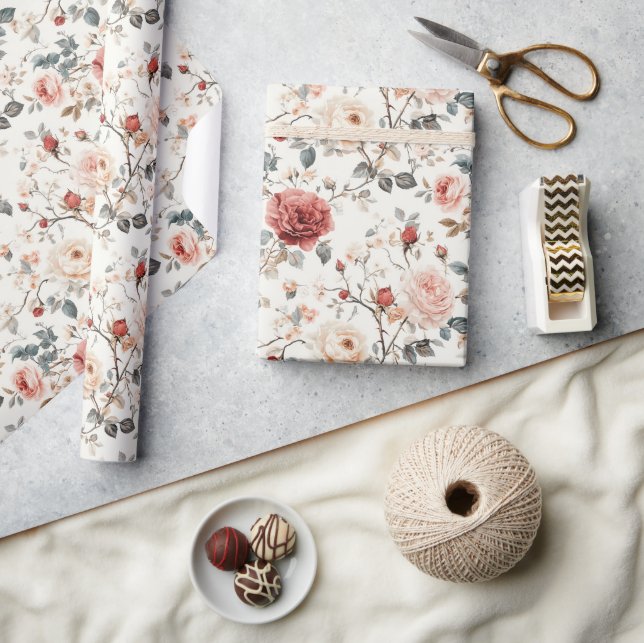 Strålande rosblomma Klassiskt presentpapper (Hantverk)