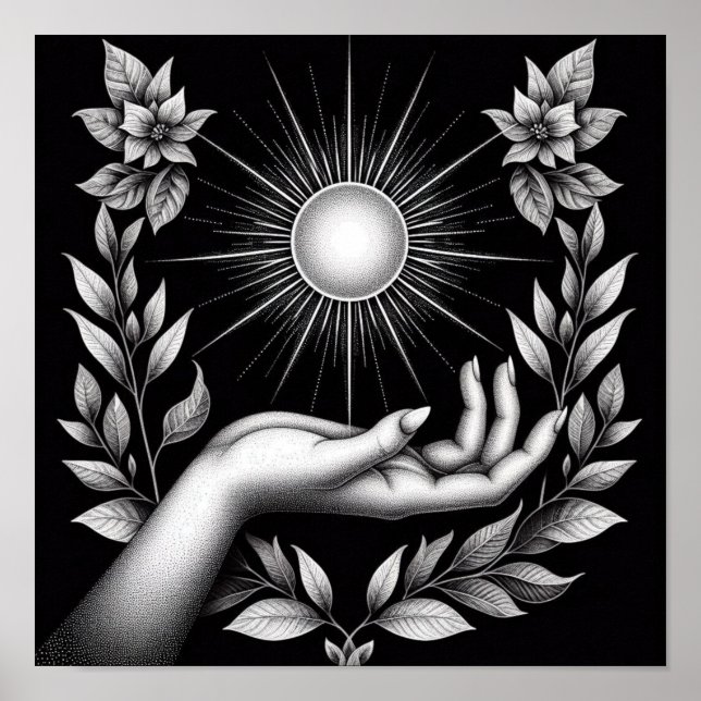 Strålande sol med botanisk touch och femininitet poster (Framsidan)