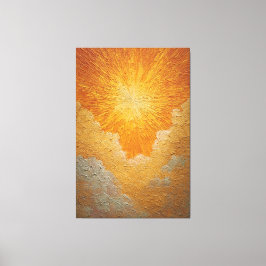 Strålande sol med gyllene moln Texturerad abstrakt Canvastryck