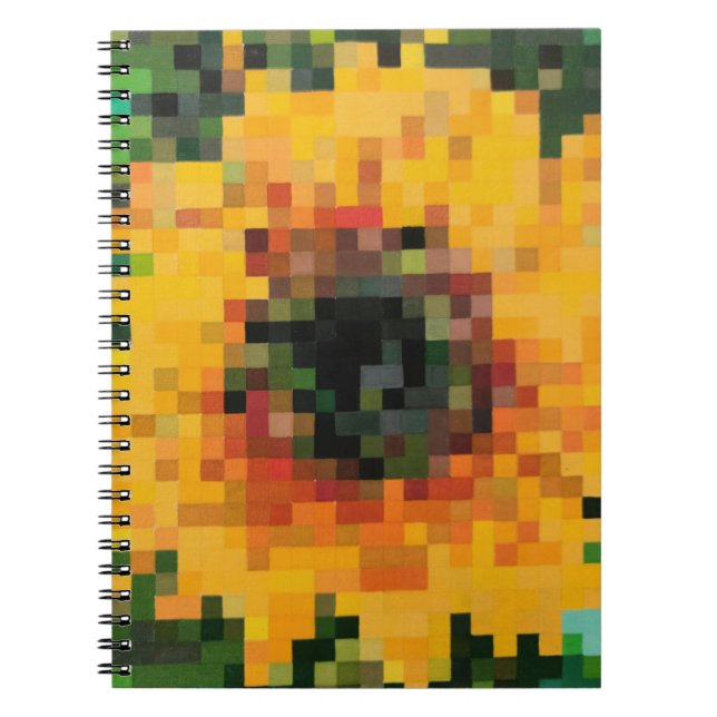Strålande solros i pixelart anteckningsbok (Framsidan)