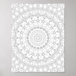 Strålande stjärnblad Mandala-design Poster