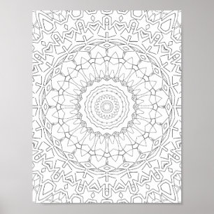 Strålande stjärnblad Mandala-design Poster