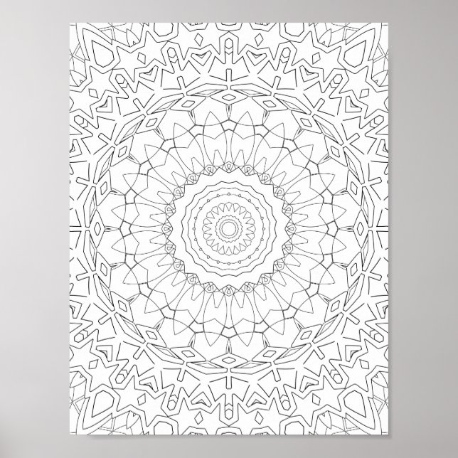 Strålande stjärnblad Mandala-design Poster (Framsidan)
