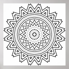 Strålande stjärnsprakande mandala med tribal geome poster