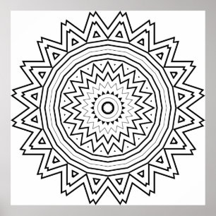 Strålande stjärnsprakande mandala med tribal geome poster