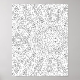 Strålande Tribal Sunburst Mandala Mönsterdesign Poster