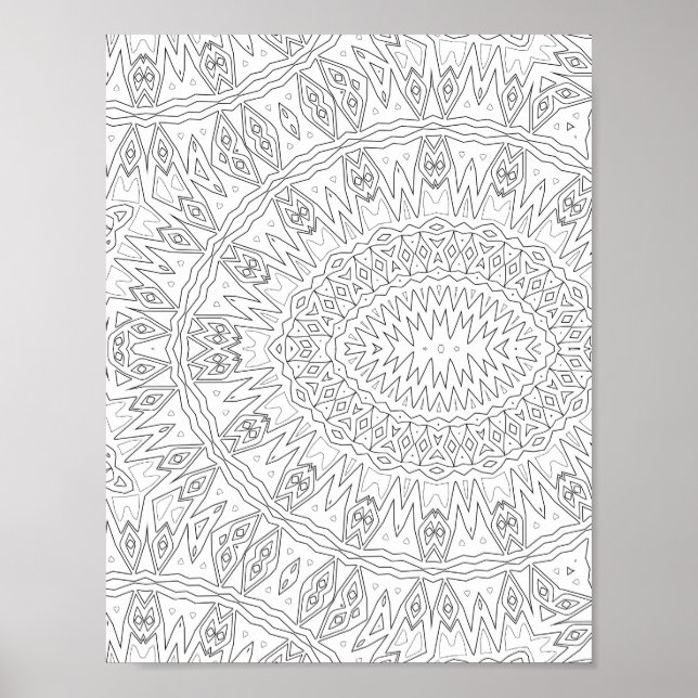 Strålande Tribal Sunburst Mandala Mönsterdesign Poster (Framsidan)