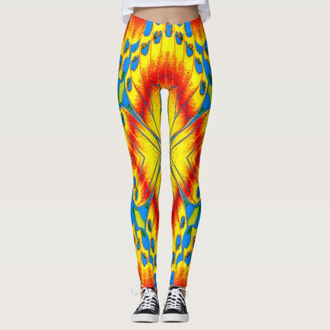 Strålande Tropisk Blomster Kalejdoskop Leggings (Framsida)