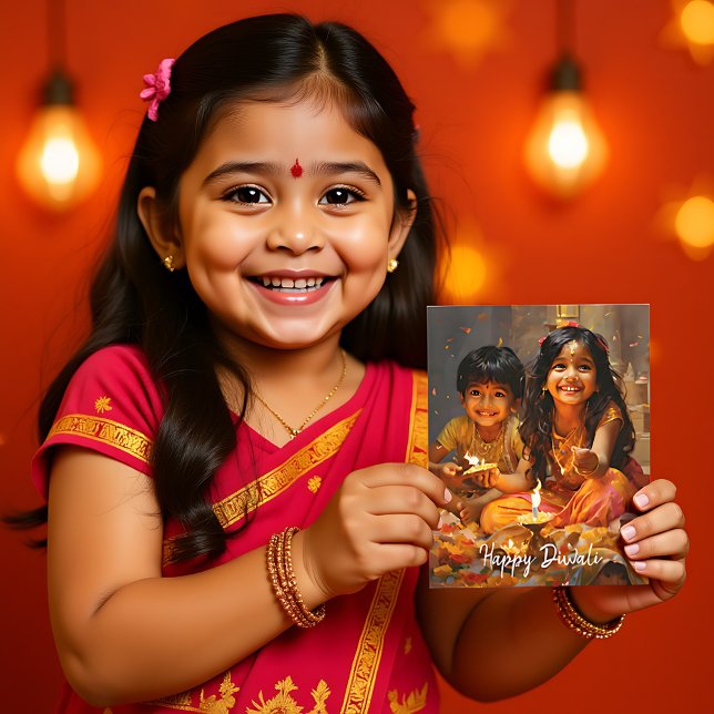 Strålande välsignelser: Diwali glädje med hinduisk Vykort (Radiant Blessings Diwali Joy with Hindu Children Postcard
custom text)