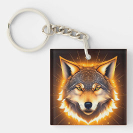 Strålande vargansikte upplyst av gyllene ljus