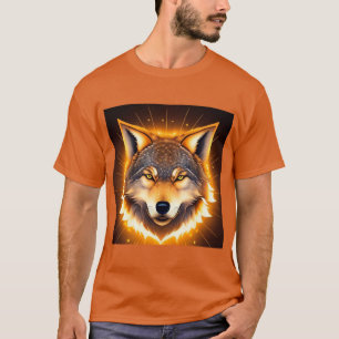 Strålande vargansikte upplyst av gyllene ljus t shirt
