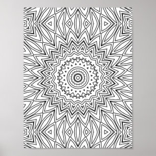 Strålande Vinklad Solfjäder Geometrisk Mandala Kon Poster