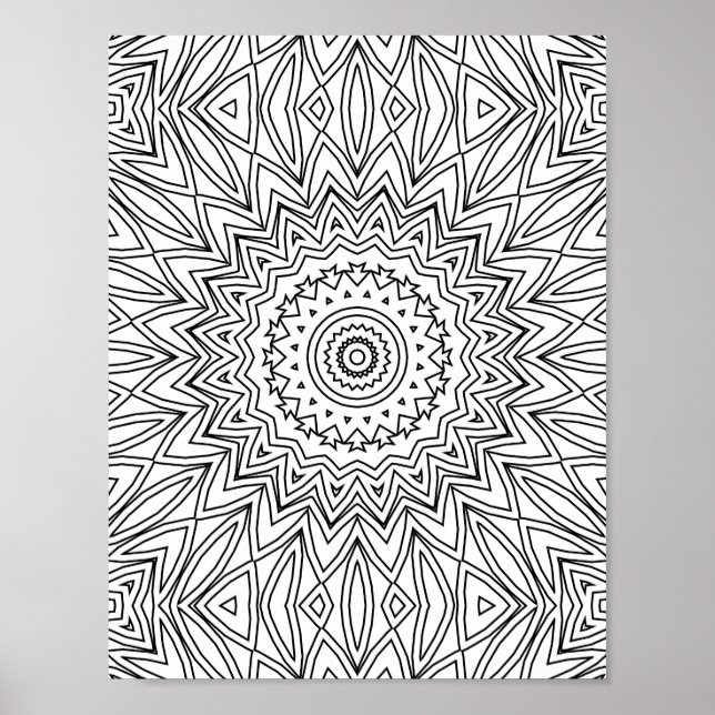 Strålande Vinklad Solfjäder Geometrisk Mandala Kon Poster (Framsidan)