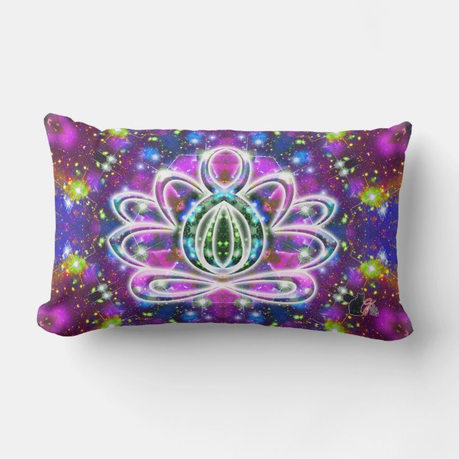 Strålande Zen Lotus Lumbarkudde (Framsida)