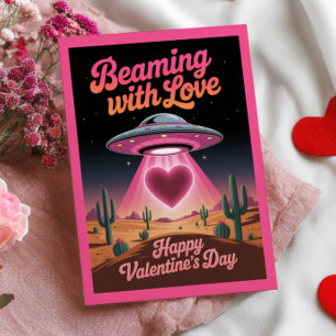 Strålar av kärlek UFO skämt Alla hjärtans dag Vykort