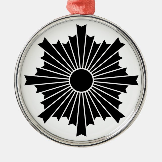 Strålar från den uppgående solen julgransprydnad metall (Framsidan)