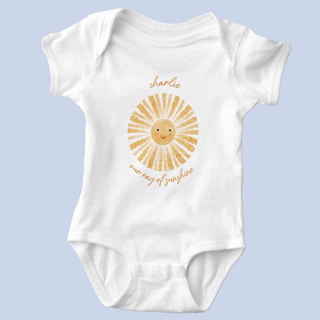 Stråle av solsken Personlig akvarell T Shirt (Little ray of sunshine personalized new baby bodysuit)