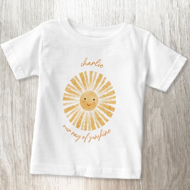 Stråle av solsken Personlig akvarell T Shirt (Our ray of sunshine personalized name baby t-shirt)