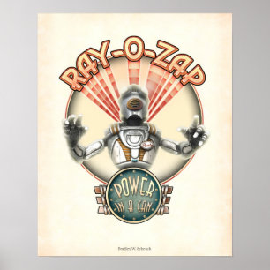 Stråle-NOLLA-Zap den Retro robotaffischen (16x20" Poster