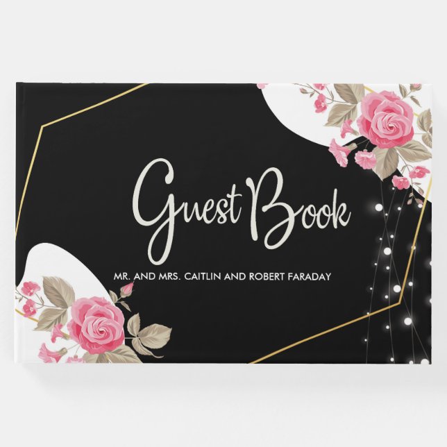 Strålningsljus för Modern Elegance Rosa Blommigt  Gästböcker (Framsida)
