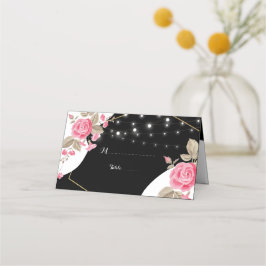 Strålningsljus för Modern Elegance Rosa Blommigt  Placeringskort