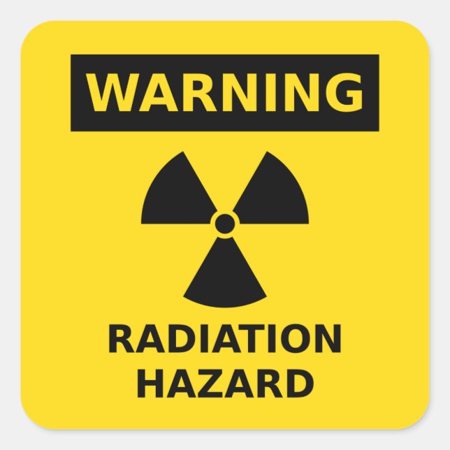 Strålningsmärke  fyrkantigt klistermärke (Framsida)