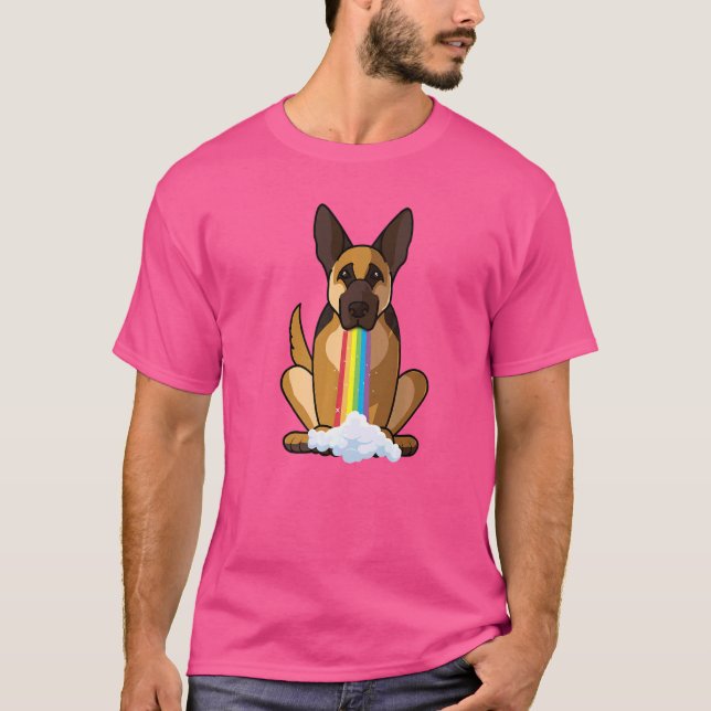 Strålningsposition Regnbåge Hund German Shepherd T Shirt (Framsida)