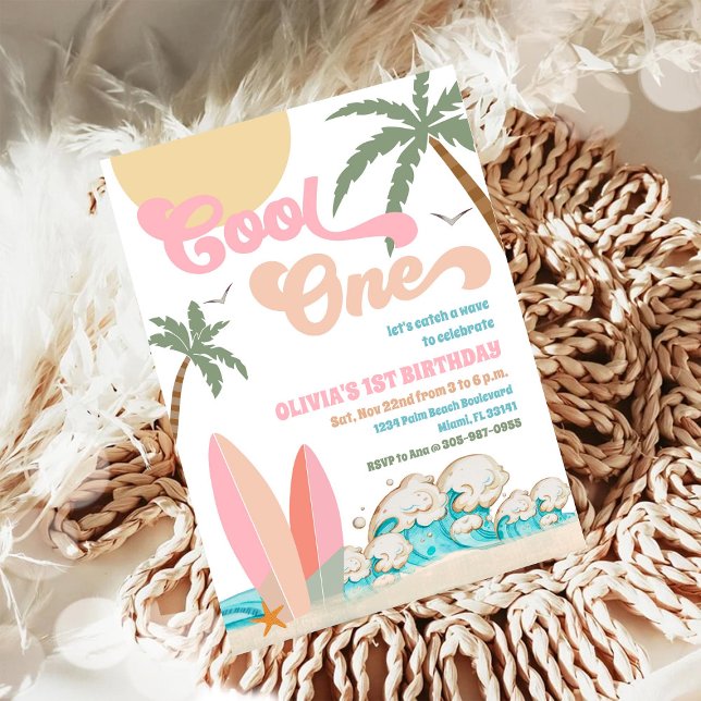 Strand 1-års födelsedagsfest inbjudan (Skapare uppladdad)