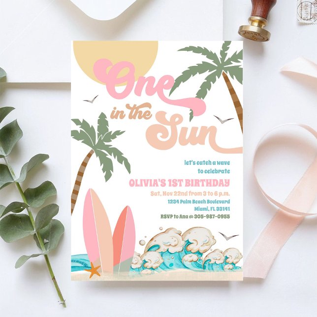 Strand 1-års födelsedagsinbjudan inbjudningar (Skapare uppladdad)