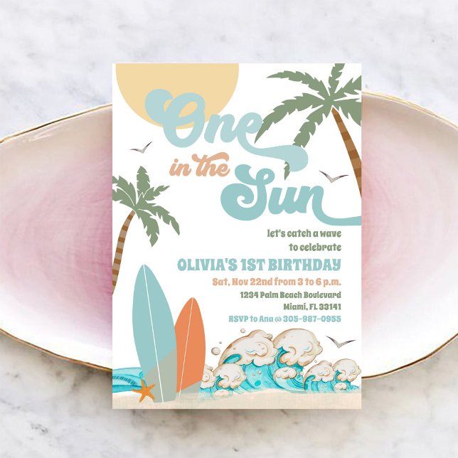 Strand 1-års födelsedagsinbjudan inbjudningar (Skapare uppladdad)