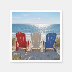 Strand Adirondack-stolar i patriotiska färger Pappersservett