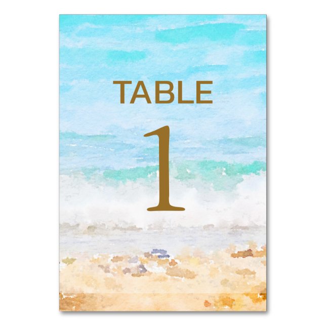 Strand Aquarell Bordskort (Framsidan)