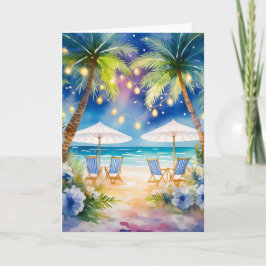 Strand Aquarell Sommar Grattiskort Kort
