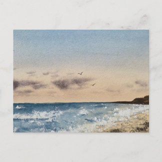 Strand Aquarellmålning Vykort