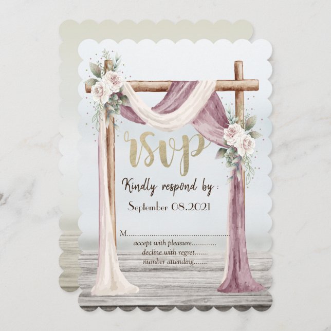 Strand Arbor Svar Inbjudningar (Fram/baksida)