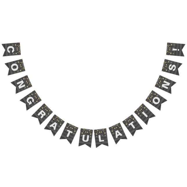 strand av party ljus på svart trä vimplar (Alla)