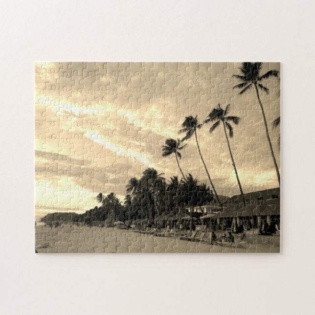 strand av sepia boracay pussel (Horisontell)