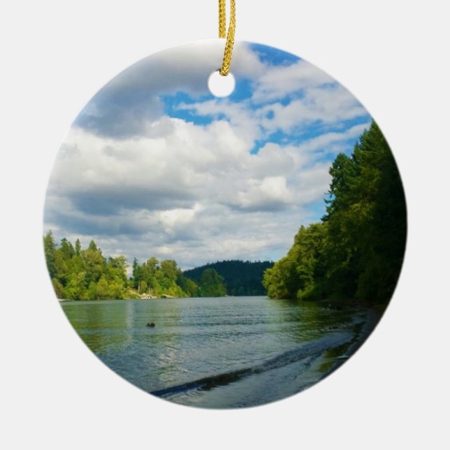 Strand av Willamettefloden, OR Julgransprydnad Keramik (Framsidan)