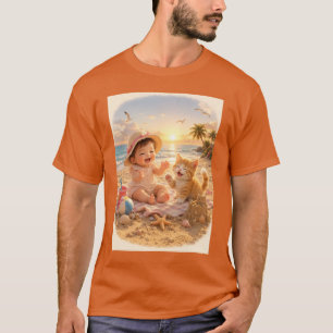Strand Baby och Kattens Sandslott Glädje T Shirt
